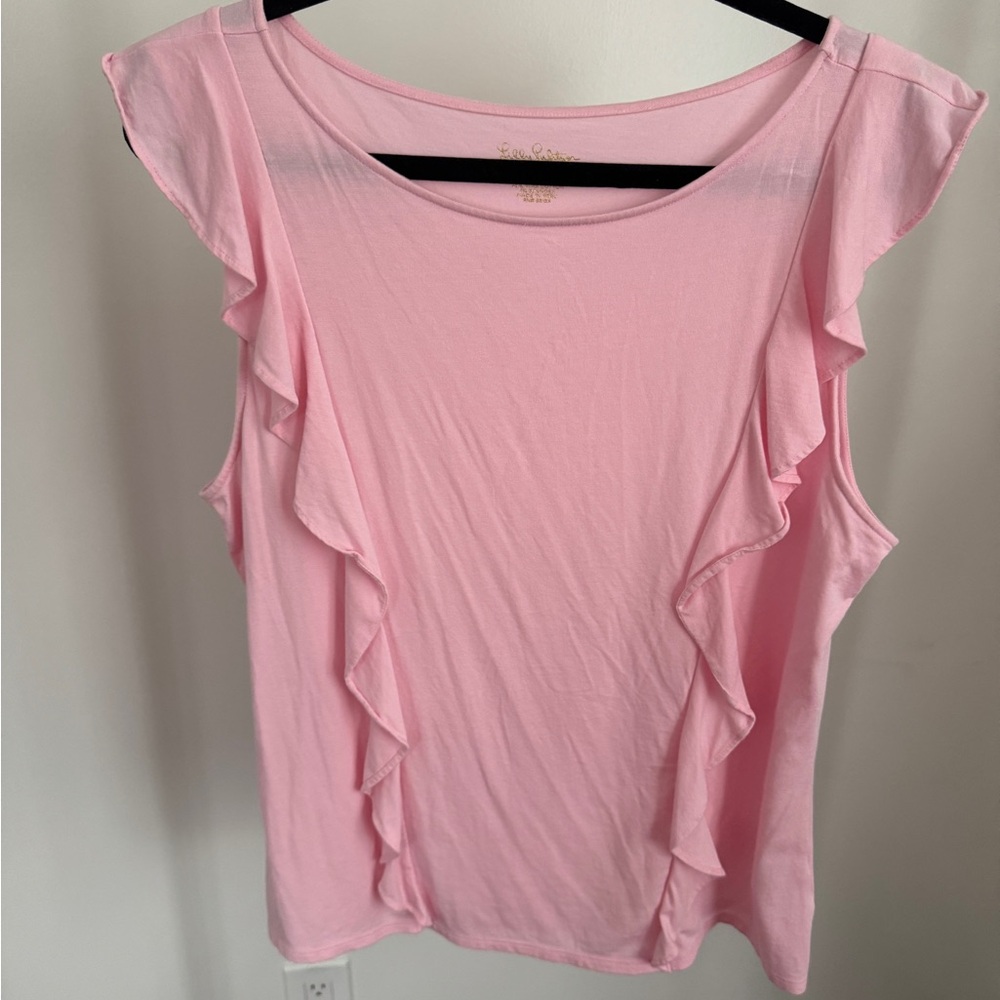 Lilly Pulitzer Pink Ruffle Sleeveless Top